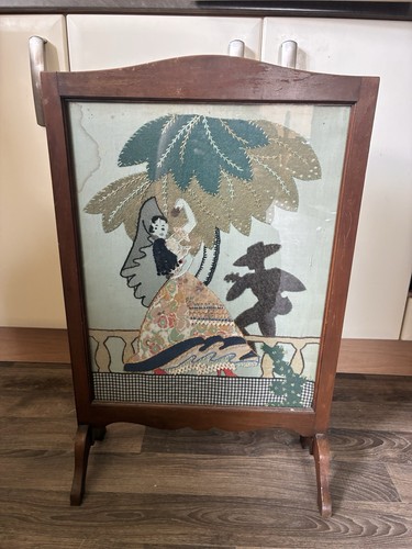 Fire screen wooden tapestry - screen,