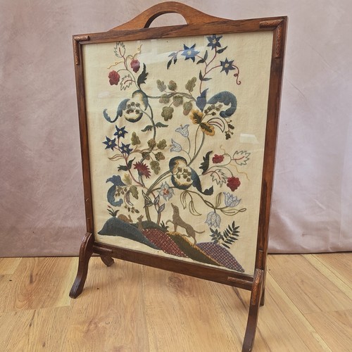 Large embroidered fire screen - fire,