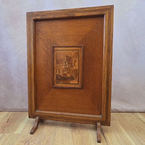 Vintage oak marquetry fire - marquetry,