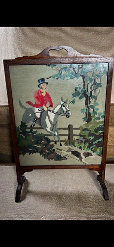 Vintage wood fire screen - fire,