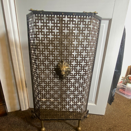 Brass metal fireplace fire - fireplace,