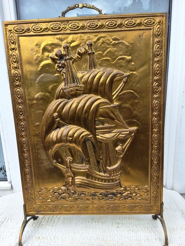 Vintage embossed brass sailing - embossed,
