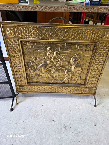 Gold metal fireplace fire - gold,