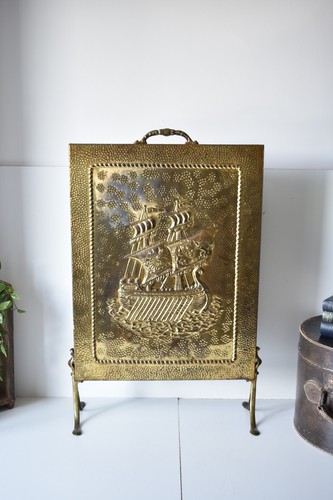 Vintage brass fire guard - vintage,
