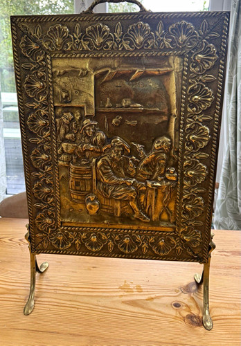 Vintage retro brass fireplace - brass,