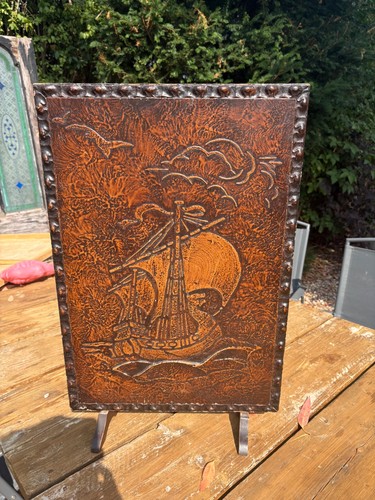 Vintage brass fire screen - brass,