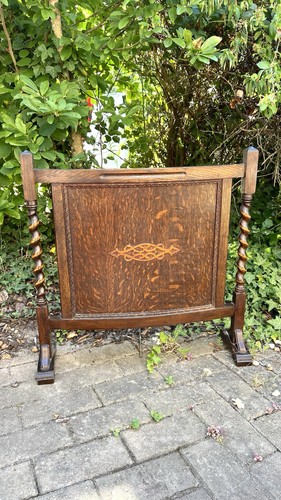 Vintage dark oak fire screen - fire,