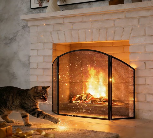 Large folding fire screen - fire,