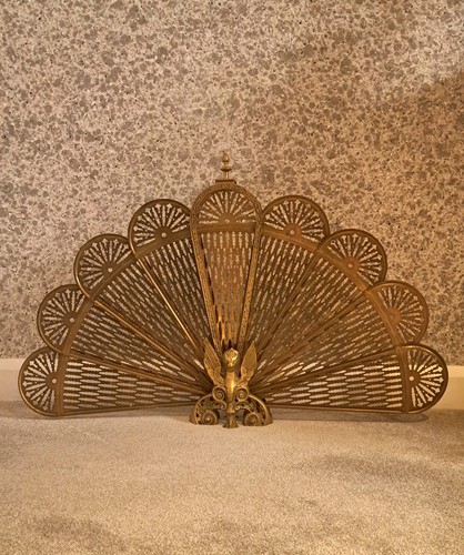 Victorian brass peacock - brass, fan