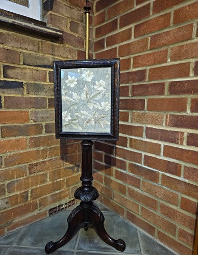 Antique pole fire screen - fire,