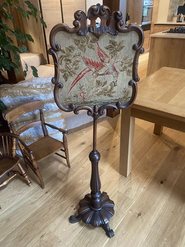 Antique walnut firescreen - antique,
