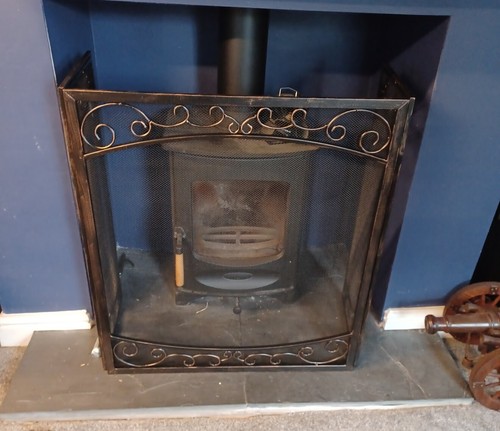 Fire screen brushed - fire, bronze