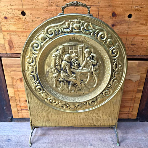 Brass finish metal fireplace - brass,