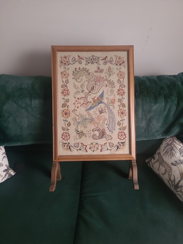 Vintage tapestry fire screen - vintage,